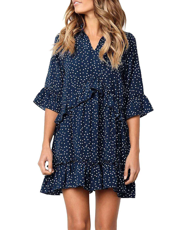 Loose Ruffle Polka Dot Dress