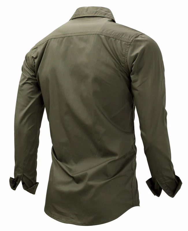 Military Men Collared Shirt-Army green-3