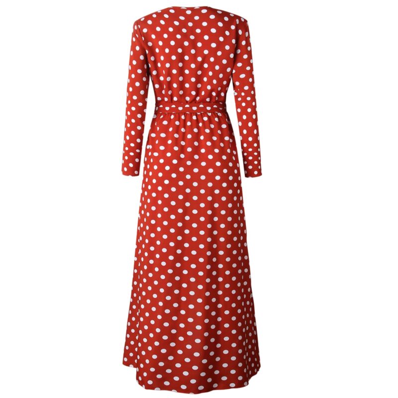 Polka Dot Bohemian Dresses with Sleeves-5