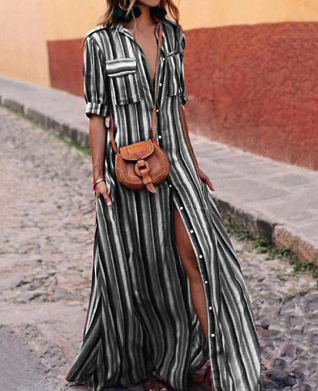 Colorful Striped Boho Long Dresses