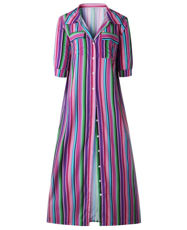 Colorful Striped Boho Long Dresses-5