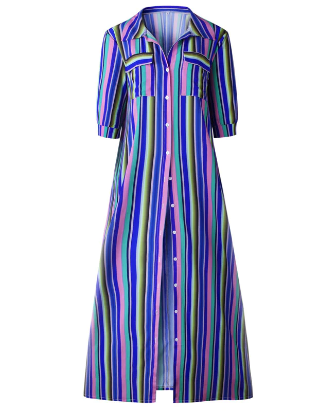 Colorful Striped Boho Long Dresses-7