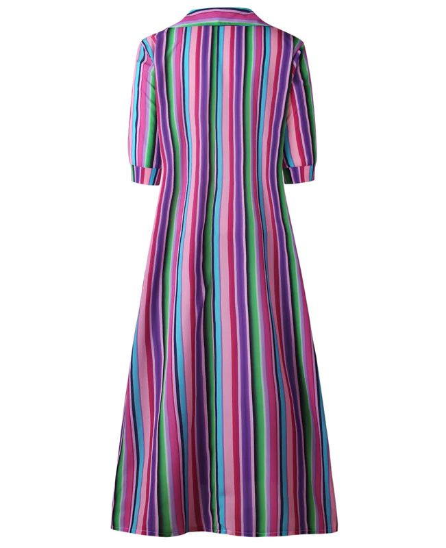 Colorful Striped Boho Long Dresses-9