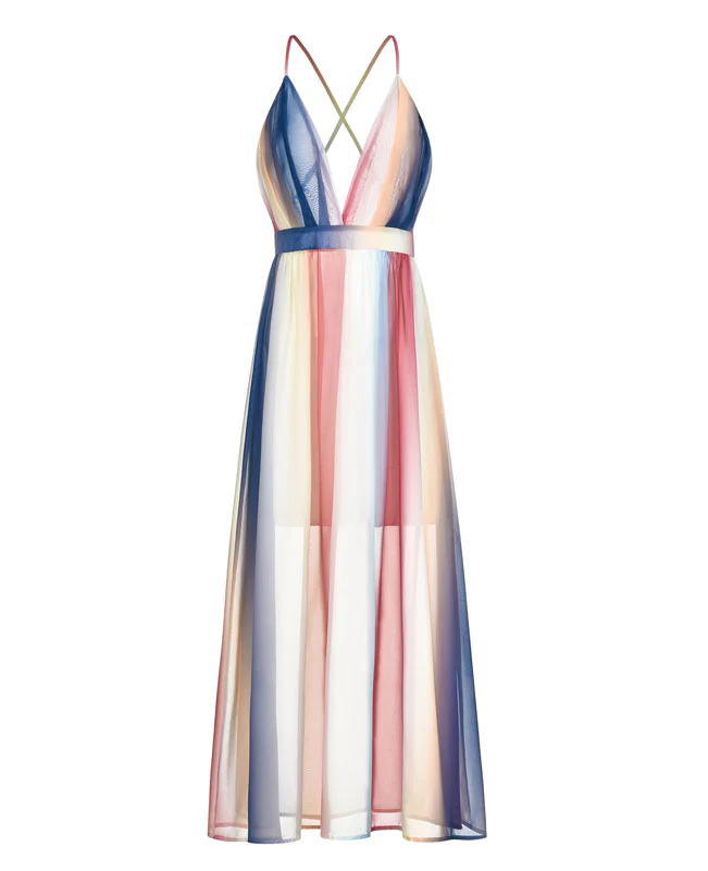 Colorful Striped Long Summer Dresses-5