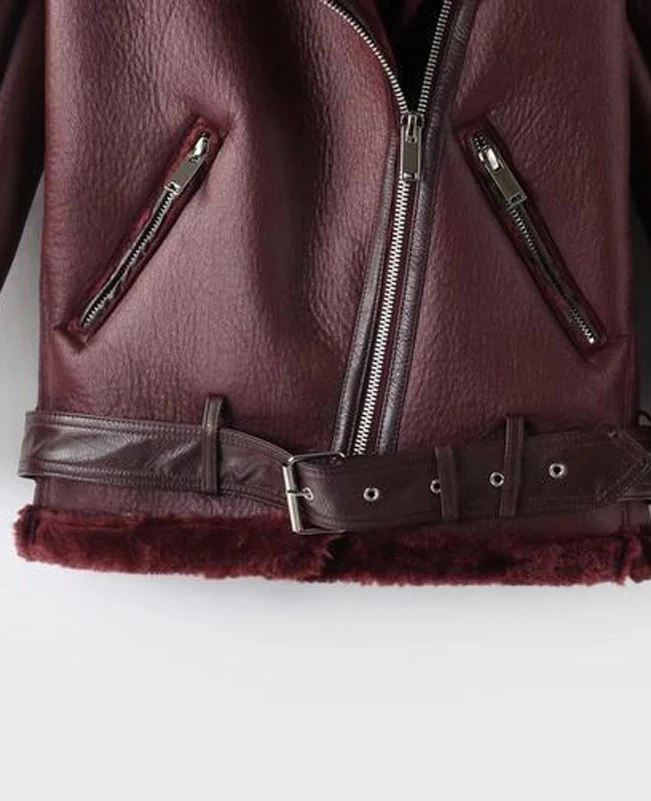 Faux Shearling Moto Jacket Coat