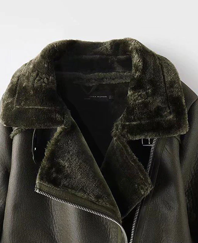 Faux Shearling Moto Jacket Coat