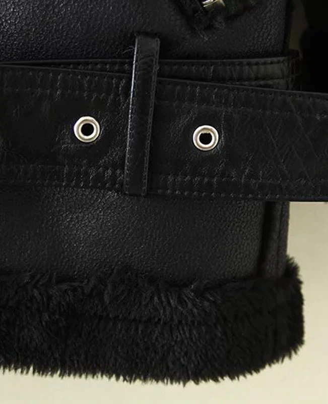 Faux Shearling Moto Jacket Coat