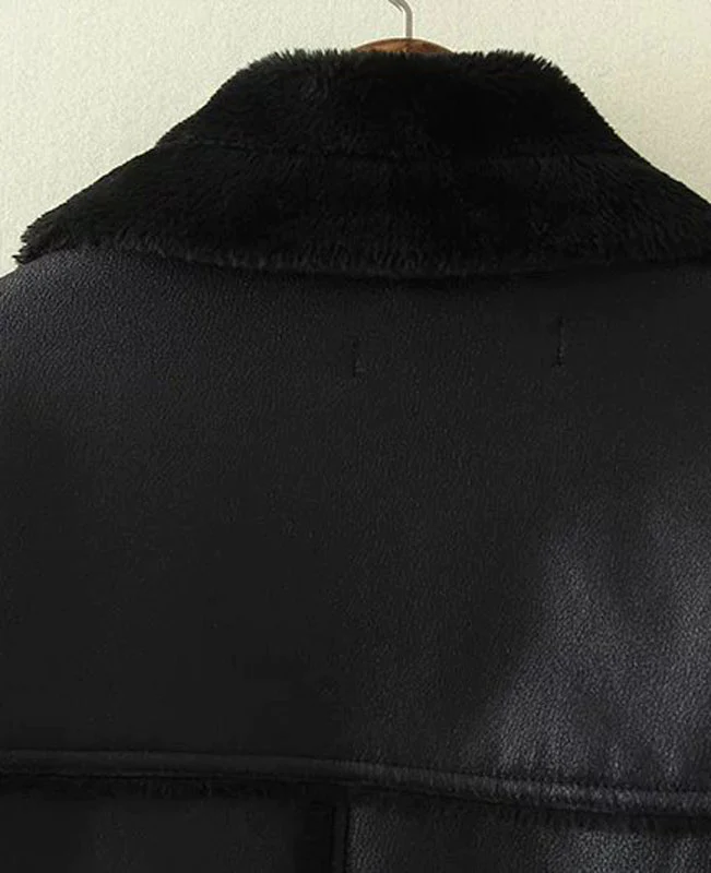 Faux Shearling Moto Jacket Coat