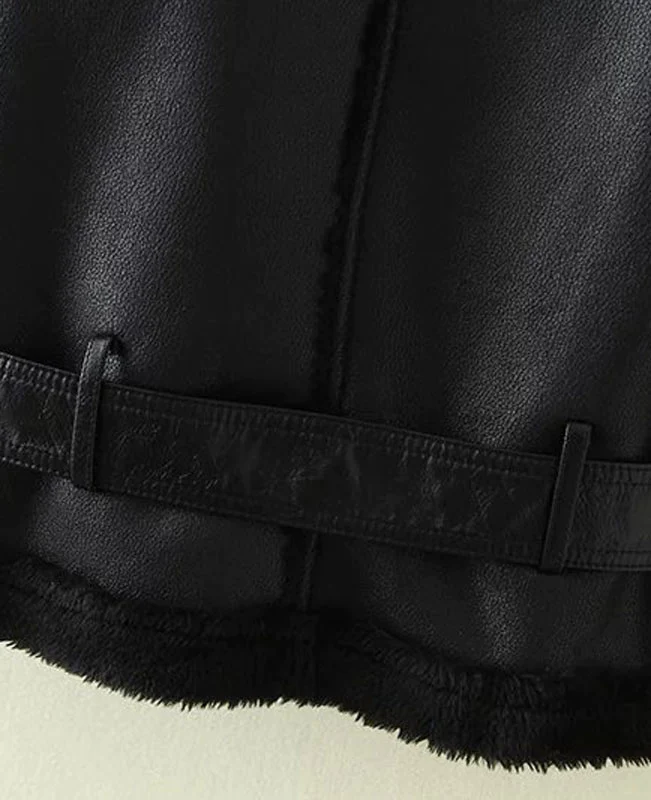Faux Shearling Moto Jacket Coat