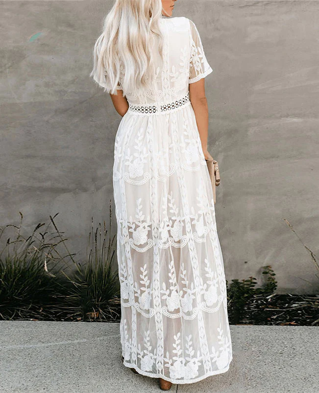 White lace beach dress top