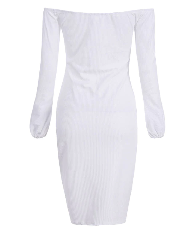 White Off the Shoulder Dress-5