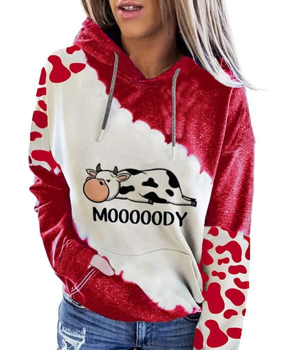 Cow Pattern Kangaroo Pocket Sweatshirts Hoodies (6)