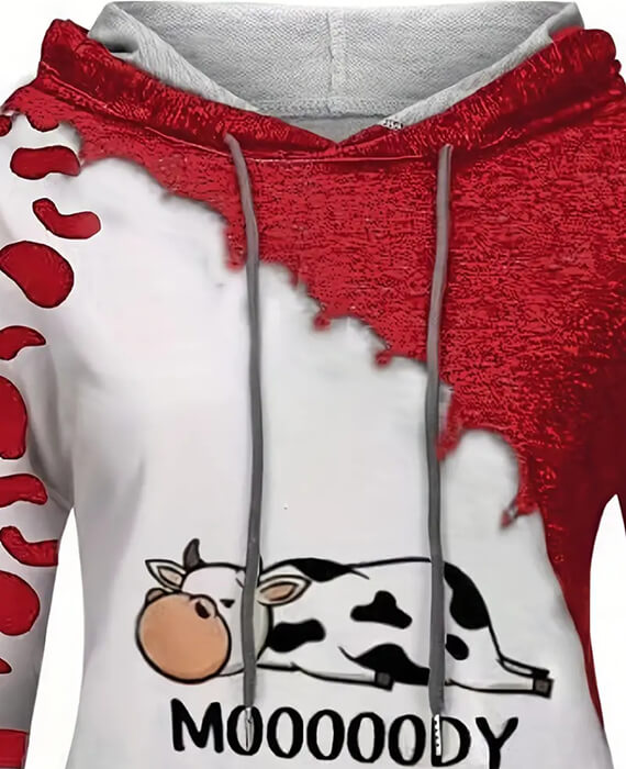 Cow Pattern Kangaroo Pocket Sweatshirts Hoodies (7)