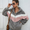 Color Patchwork Fluffy Hooded Jacket
