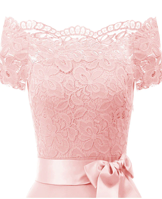 Off the Shoulder Floral Lace Dress-10