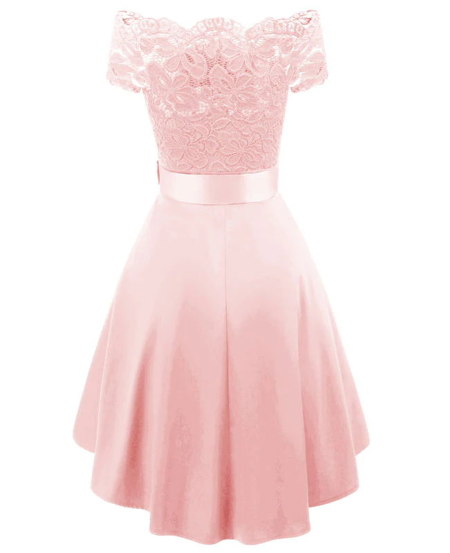 Off the Shoulder Floral Lace Dress-11