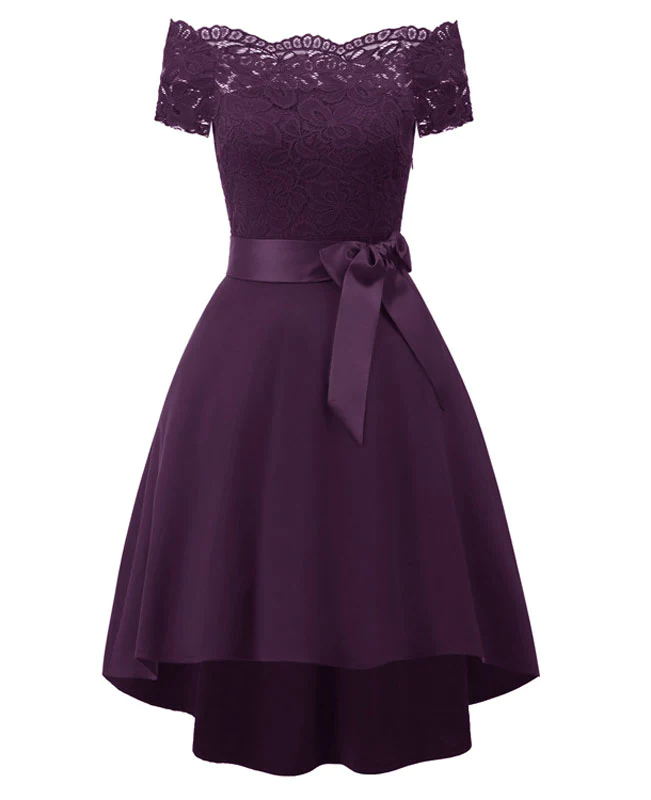 Off the Shoulder Floral Lace Dress-12
