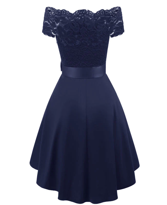 Off the Shoulder Floral Lace Dress-8