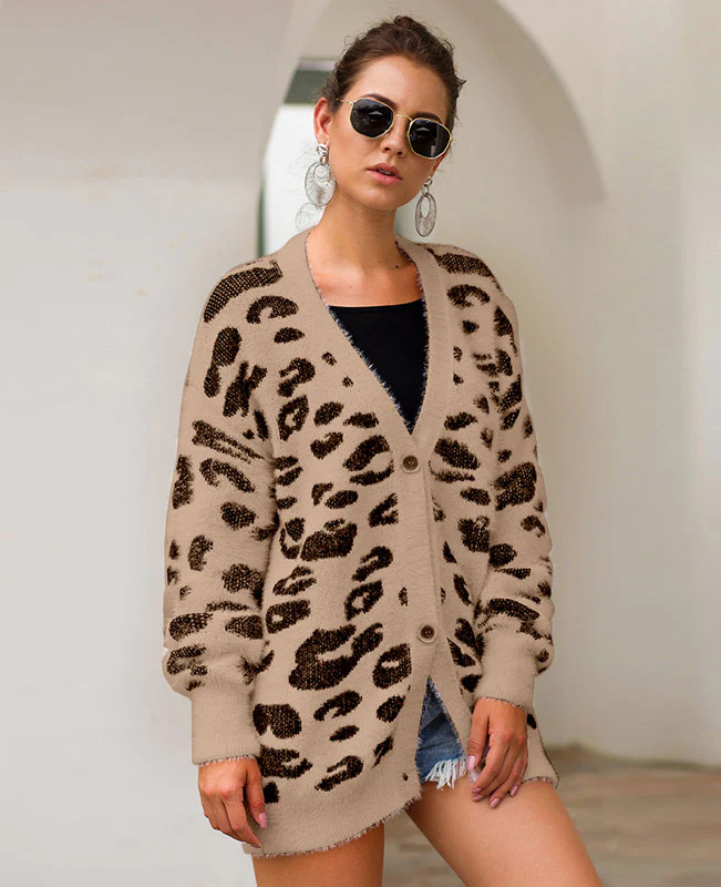 Leopard Print Furry Cardigan