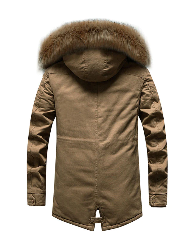 Men's Winter Coat with Fur Hood-3