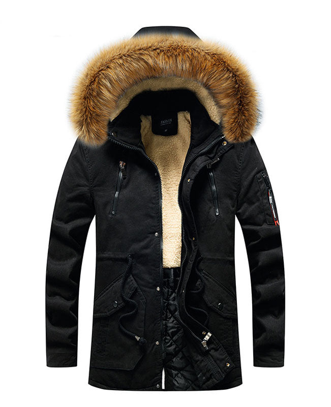 Men's Winter Coat with Fur Hood