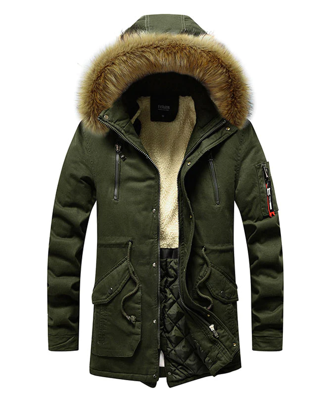 Men's Winter Coat with Fur Hood