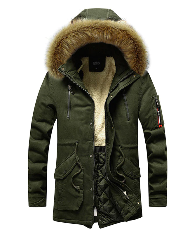 Men s Winter Coat with Fur Hood Seamido