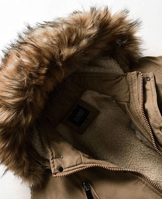 Men's Winter Coat with Fur Hood-5