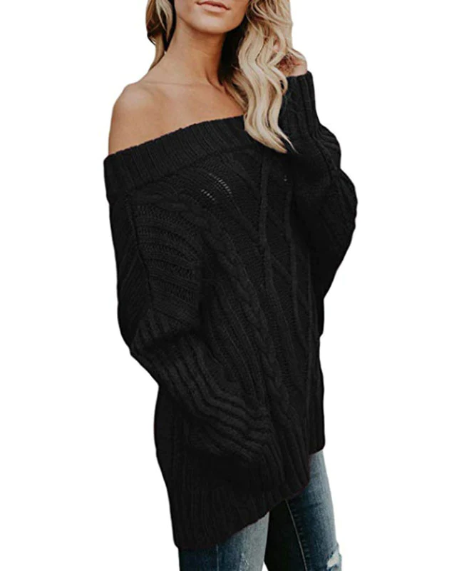 Oversized Off the Shoulder Sweater-15