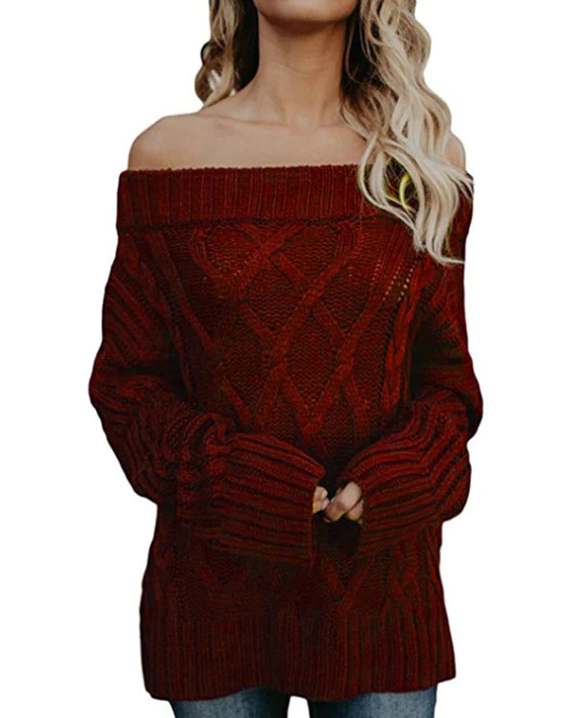 Oversized Off the Shoulder Sweater Off the Shoulder Sweaters Seamido