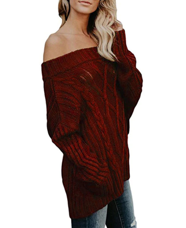 Oversized Off the Shoulder Sweater-12