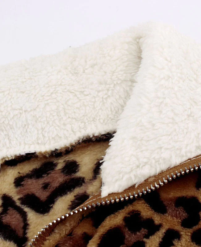 Leopard Print Fuzzy Fleece Hoodie-15