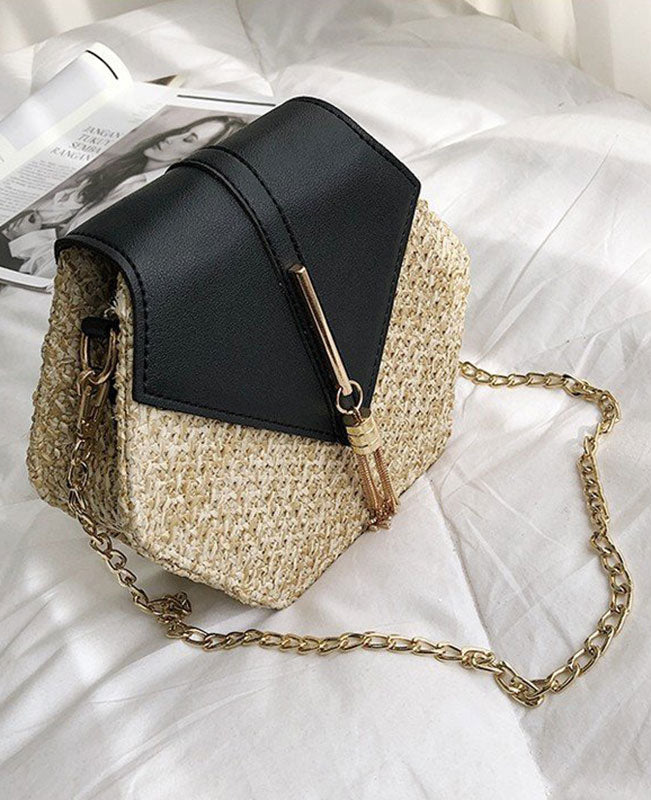 Fashion Hexagon Mulit Style Straw leather Handbag