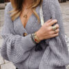 V-Neck Sweater Long Sleeve Cable Knit Cardigan