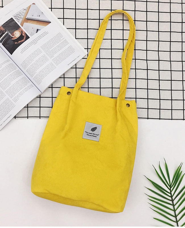 Ladies Casual Solid Color Corduroy Tote Shoulder Bag