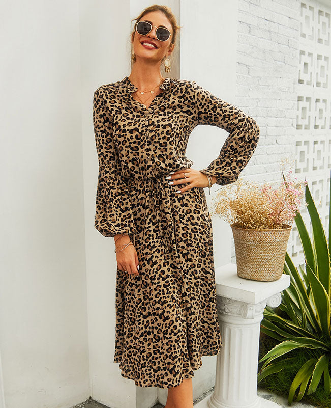 Leopard Print Shirt Dress-2