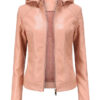 Plush Faux Leather Jacket with Hood