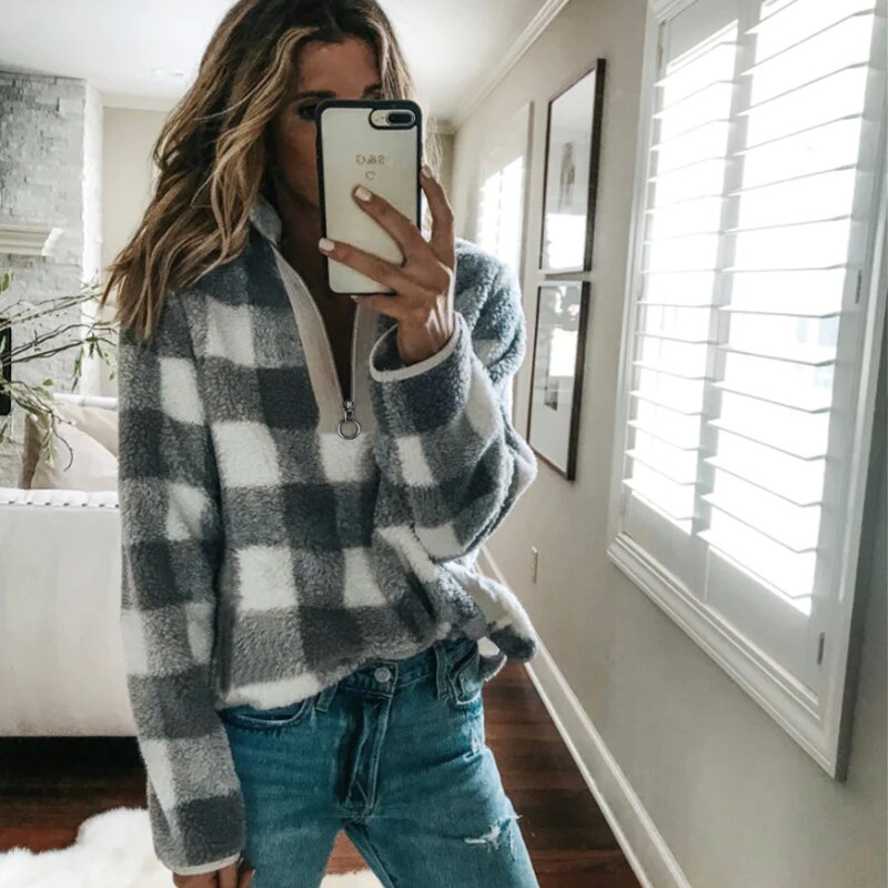 Women's Plaid Fleece Hoodie