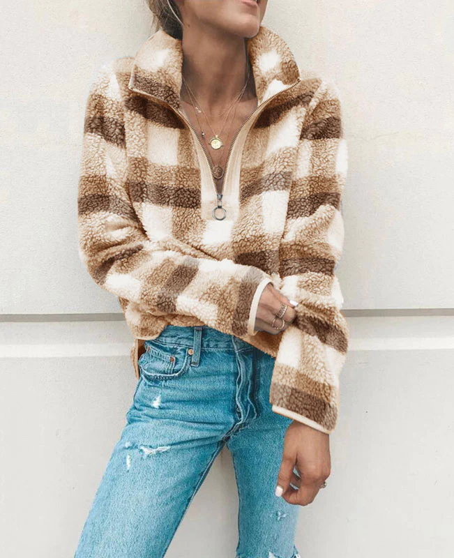 Women's Plaid Fleece Hoodie