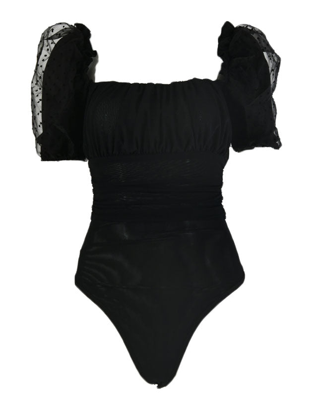 Black Mesh Bodysuits for Women-2