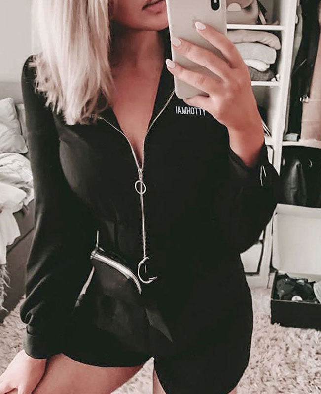 Long Sleeve Jumpsuit Short