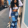 Patchwork Jeans Women Ripped Jeans