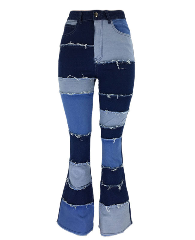 Patchwork Jeans Women Ripped Jeans