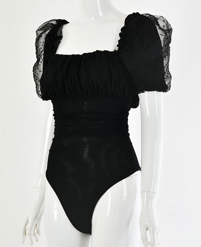 Black Mesh Bodysuits for Women-4
