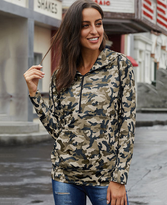 Half Zip Sweatshirts Camo Hoodies