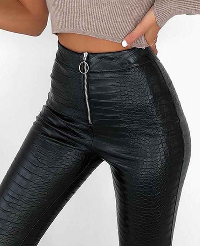 Faux Leather Pants Black Skinny Trousers-1