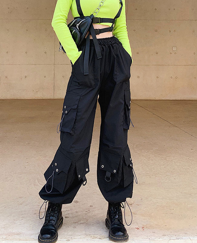 Black Cargo Pants for Women Multi-pocket