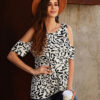 Leopard Print Cold Shoulder Top
