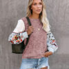 Womens Crew Neck Sweatshirt with Patchwork Design Sleeve Embrodiery