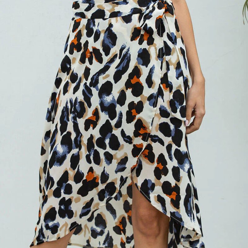 Chiffon Leopard Print Skirt for Women